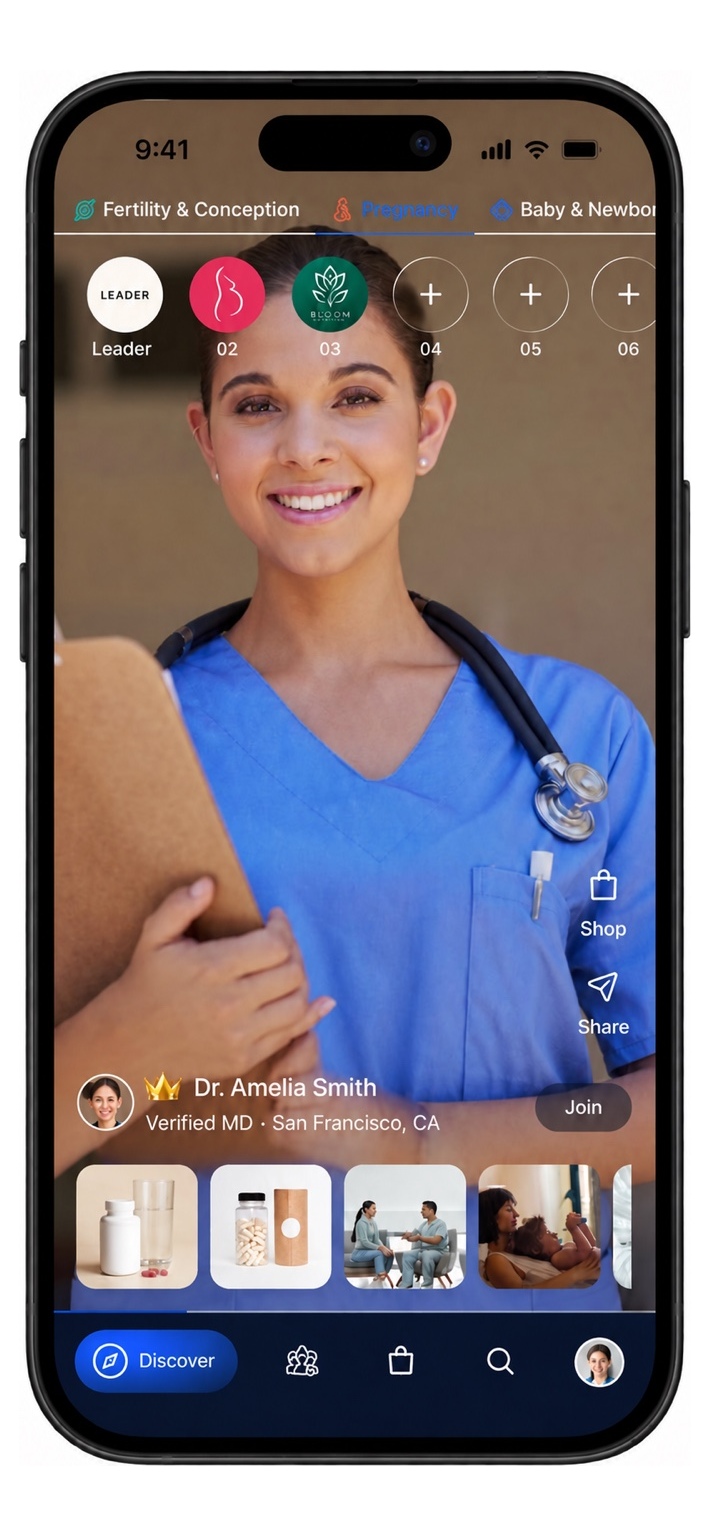 iPhone showing SistaShop video discovery with category leaders